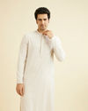 Smoke Grey Grid Patterned Chikankari Kurta Set with Sequin Work